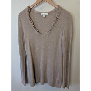Banana Republic Italian Yarn Wool Cashmere Blend V-Neck Sweater Taupe S